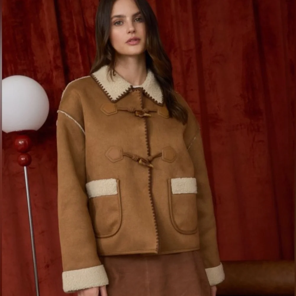871.  Brown Shearling Jacket - Picture 6 of 7